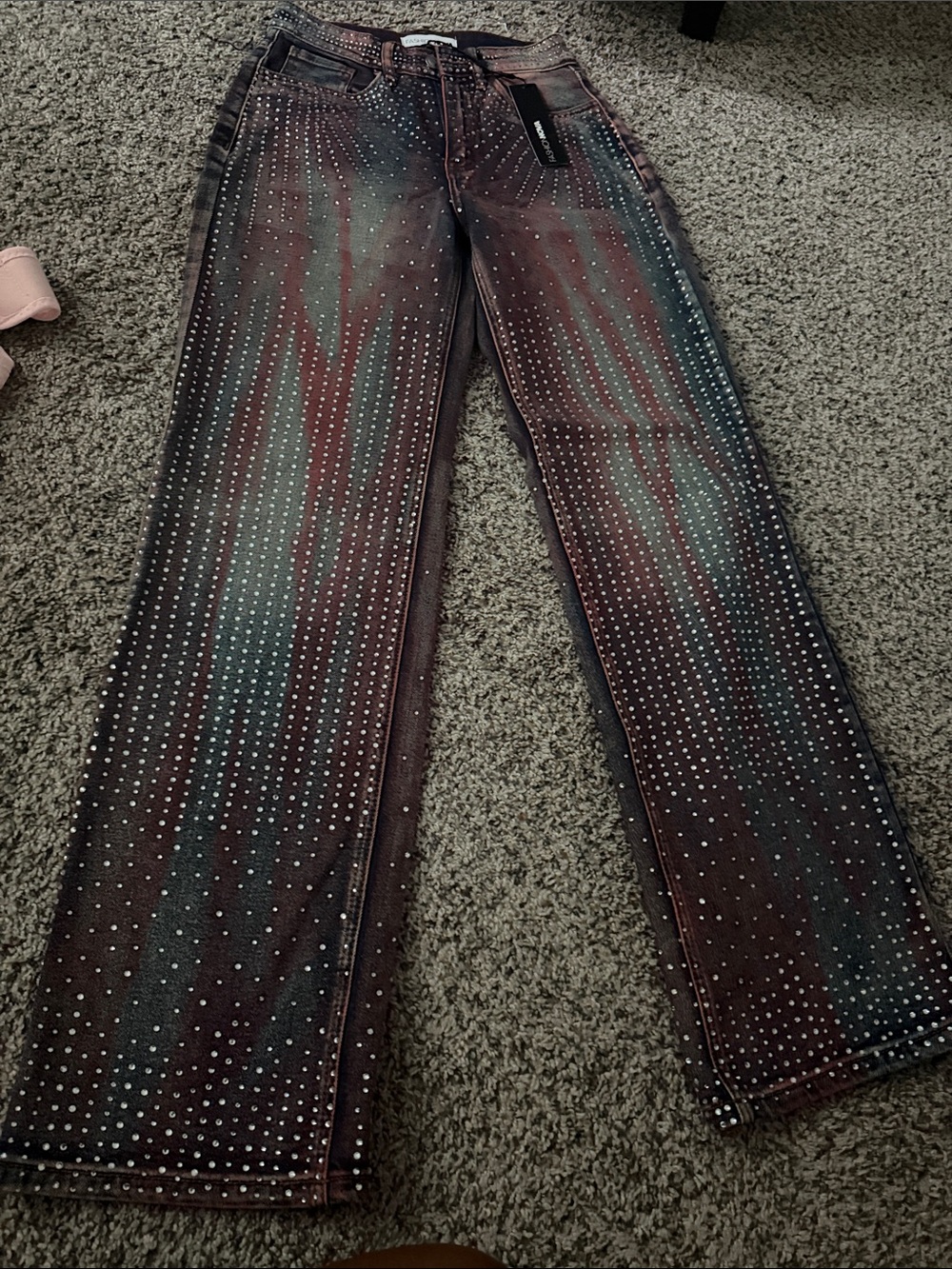 fashion nova daydreaming embellished straight leg jeans
